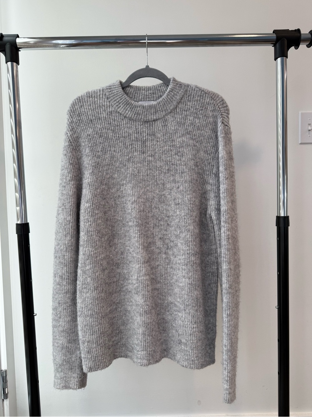 Men's Topman Oversized Crewneck Sweater - Light Gray